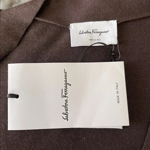 NWT Salvatore Ferragamo long brown Wool Silk cardigan